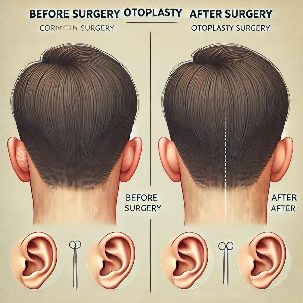 Before-and-after comparison graphic for otoplasty.