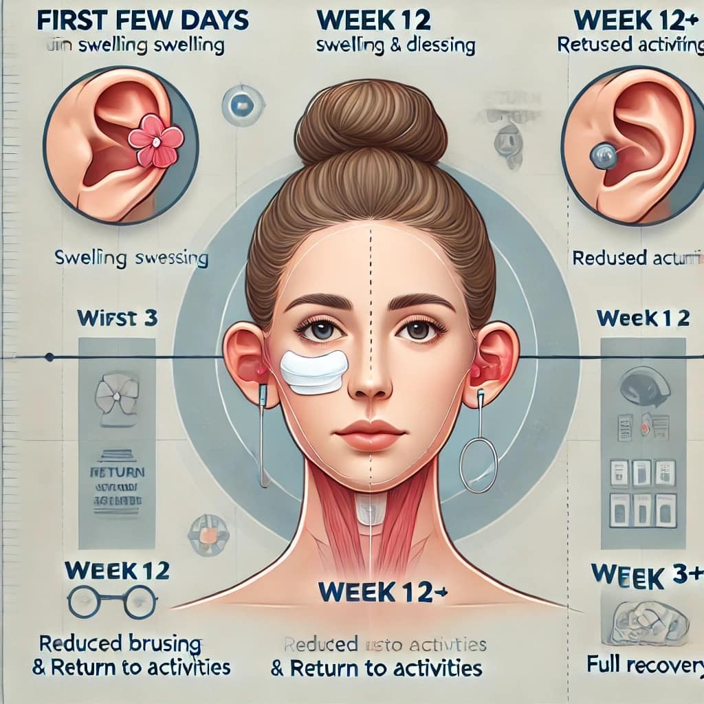 Otoplasty recovery timeline.