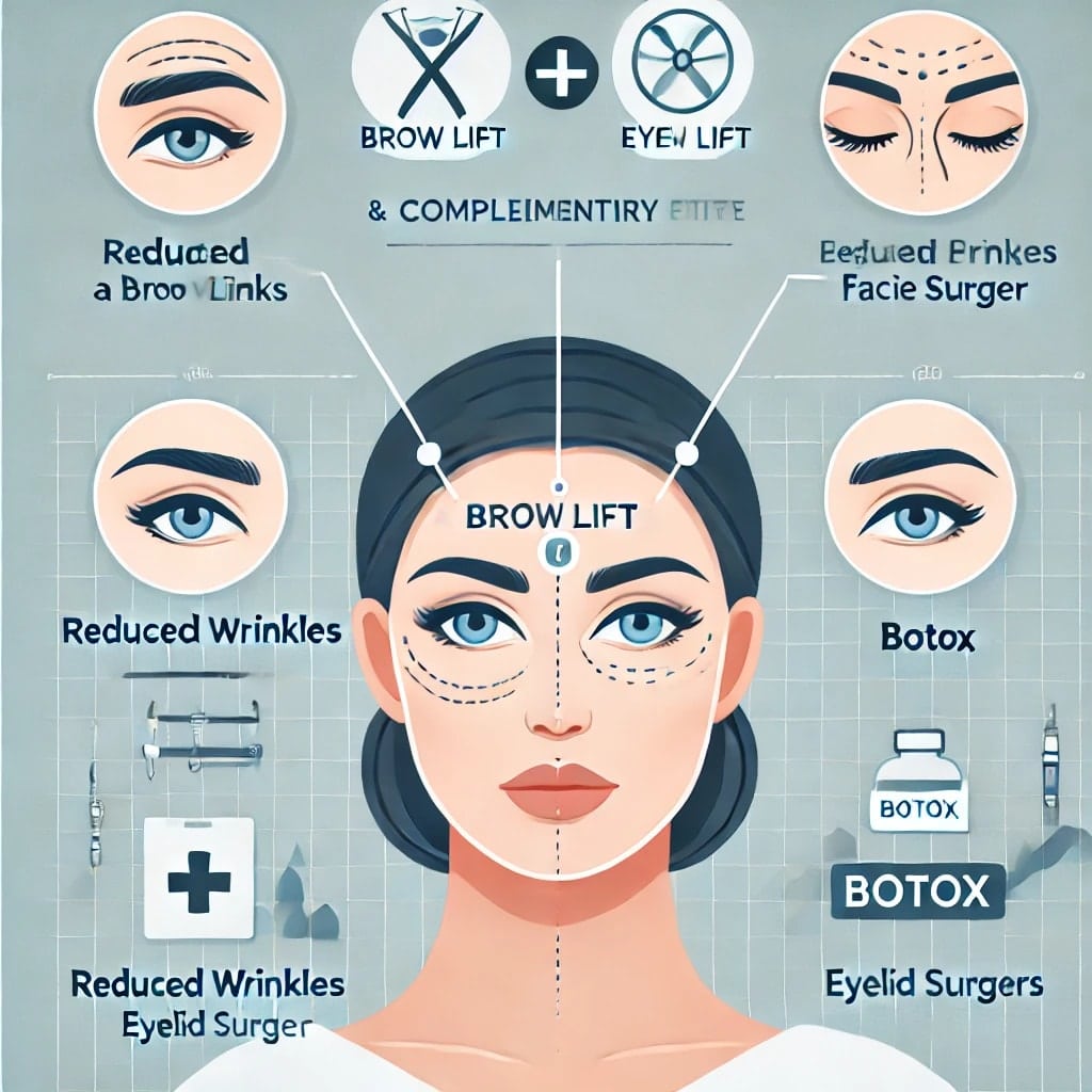 Benefits of combining a brow lift with eyelid surgery or Botox.