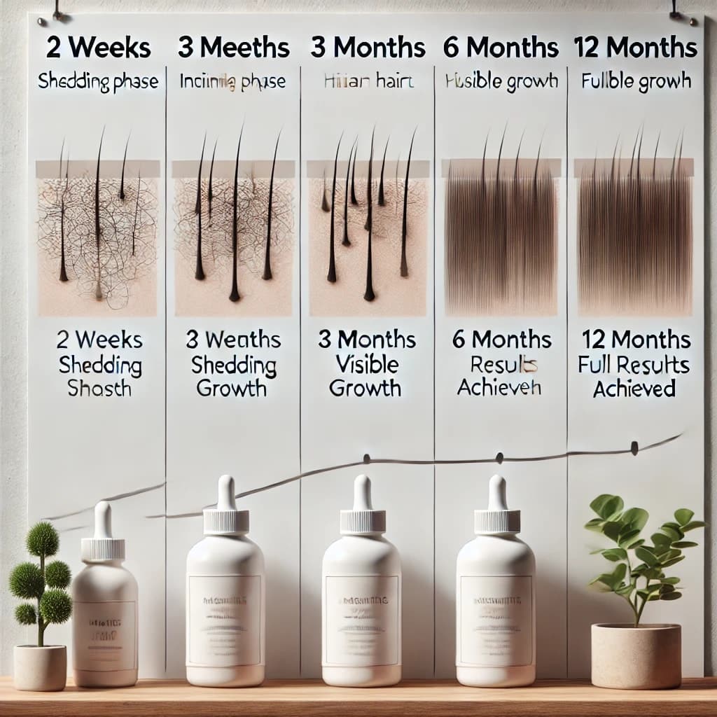 The hair growth timeline chart after a hair transplant procedure.