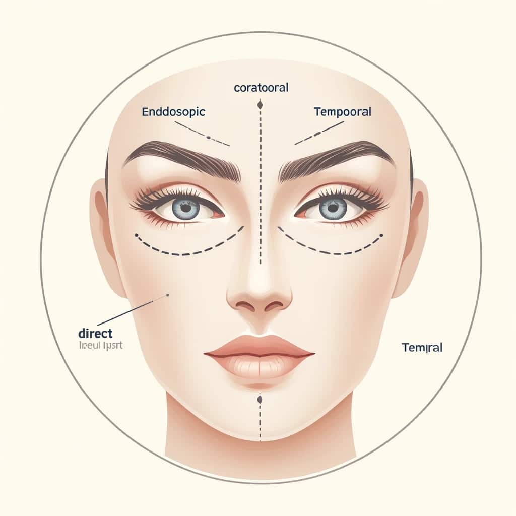 Various types of brow lift procedures.