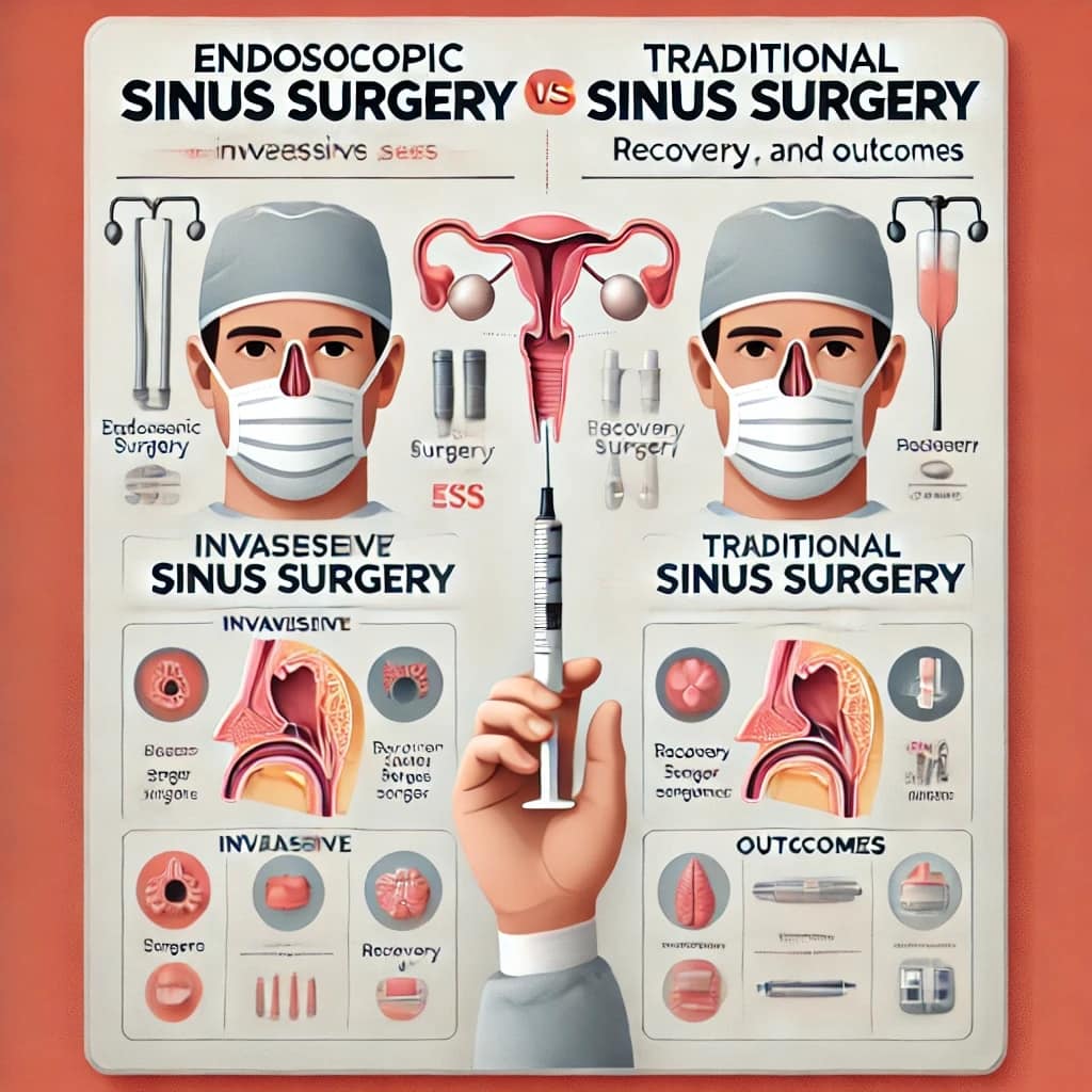 Comparison of endoscopic sinus surgery and traditional surgery.