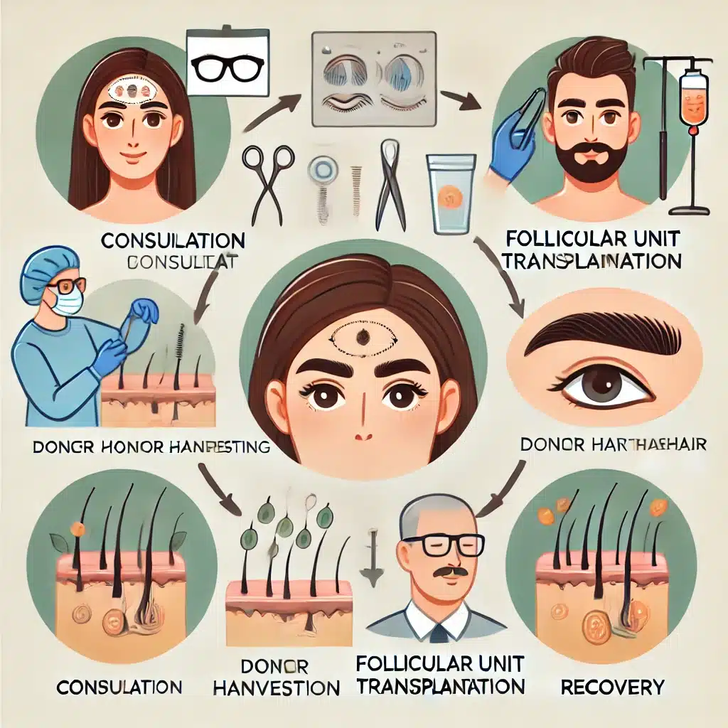 The eyebrow transplant process.