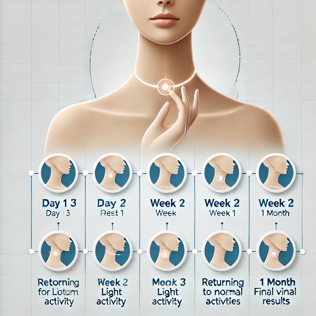 Recovery timeline for neck lift surgery.