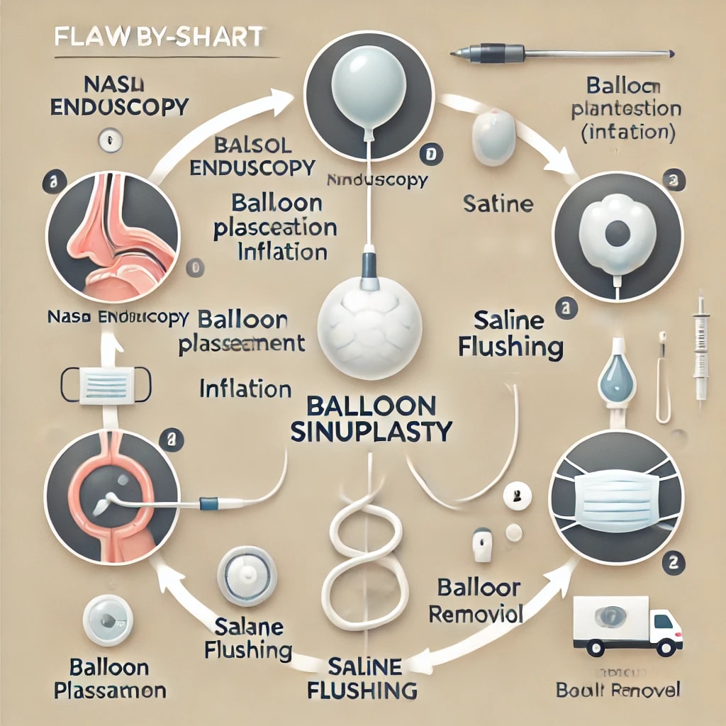 Step-by-step process of the balloon sinuplasty.