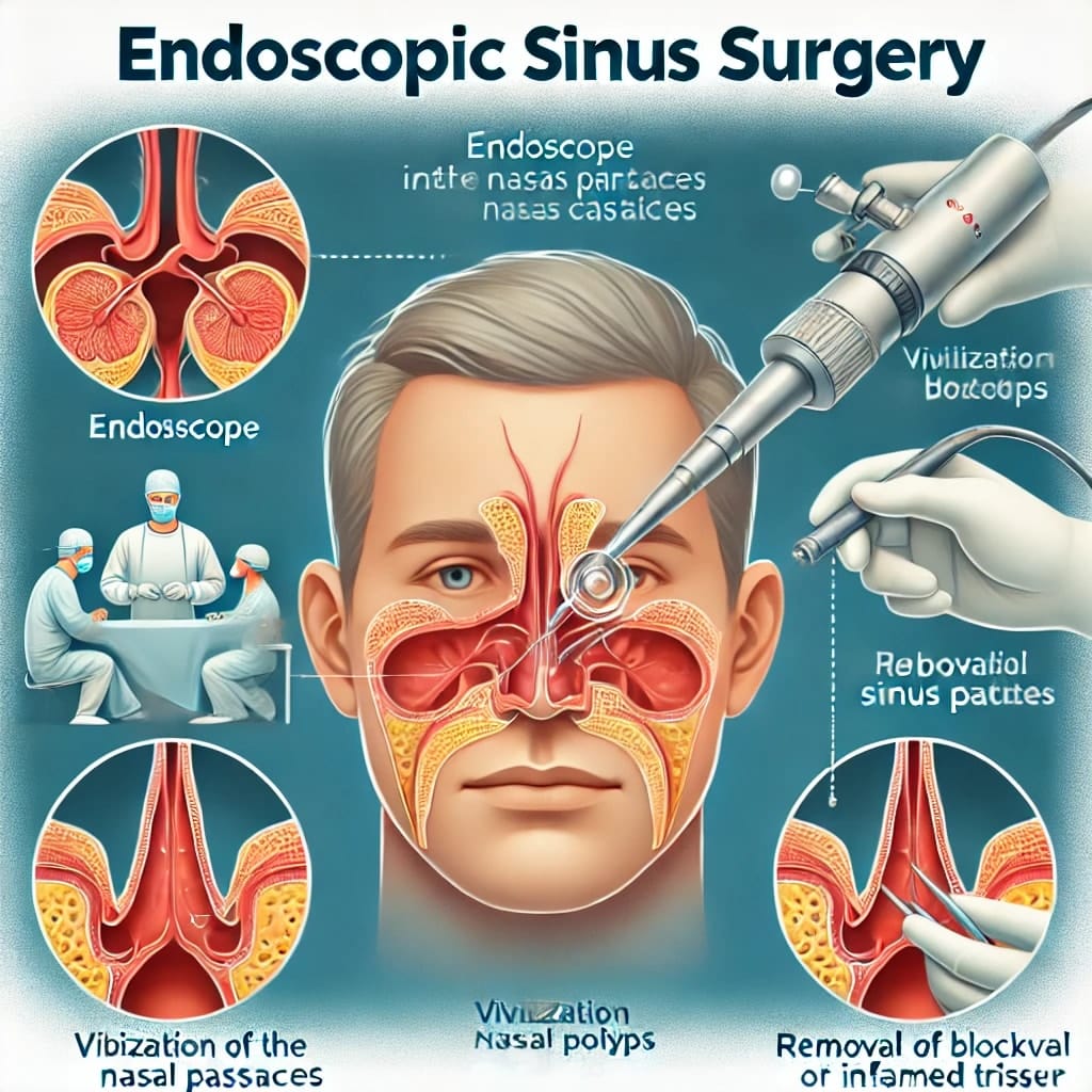 Steps of endoscopic sinus surgery.